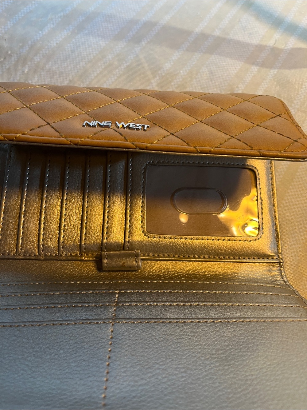 Nine West Quilted Mustard Yellow Women's Wallet - Picture 3 of 6